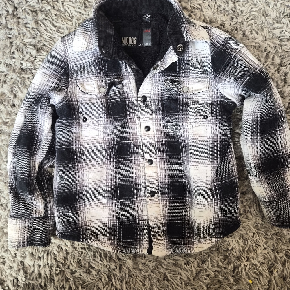 Micros Kids Fleece Lined Plaid Flannel Jacket Size 5